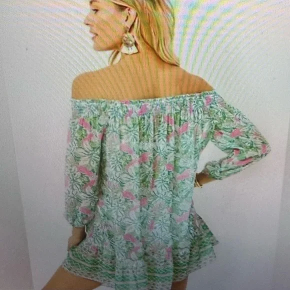 Lilly putzer, new with tags, MariBeth sheer Off-Shoulder Dress/cover up size Sm‎ - Picture 2 of 4